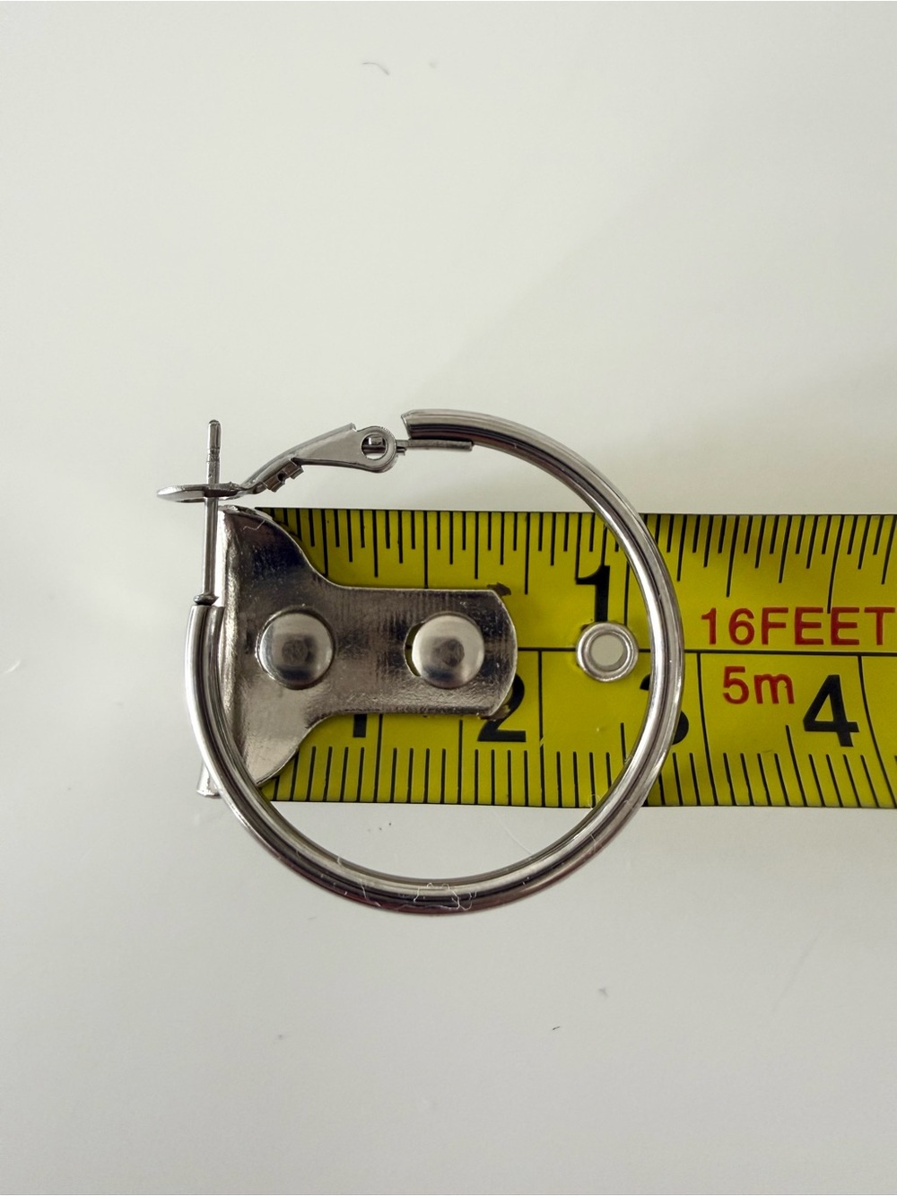 Silver Stainless Steel 1” Thin Minimalist Hoop Earrings - Picture 3 of 3